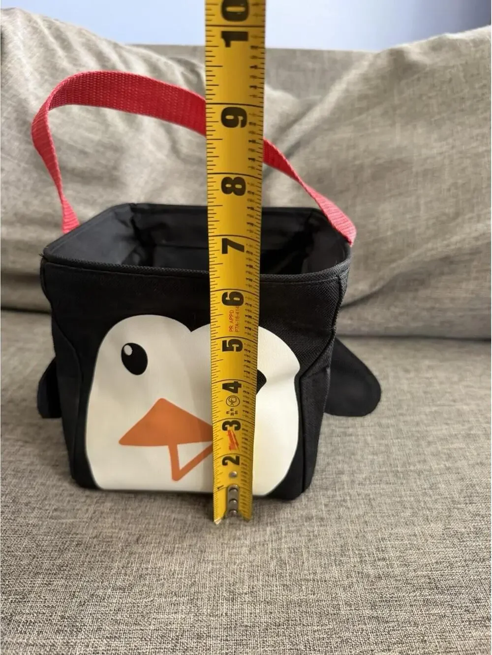 Thirty One Little Carry All Caddy Black Penguin Face With Ears And Red Handle 6”